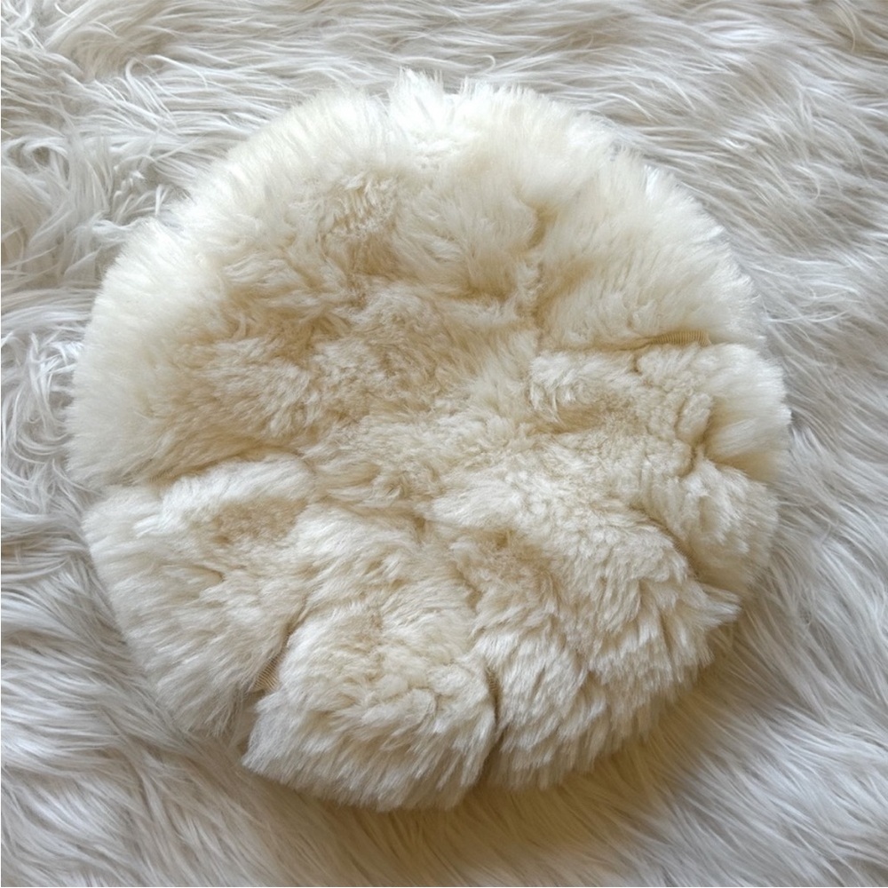 Vintage 70s Fuzzy Faux Fur Beret Winter Hat